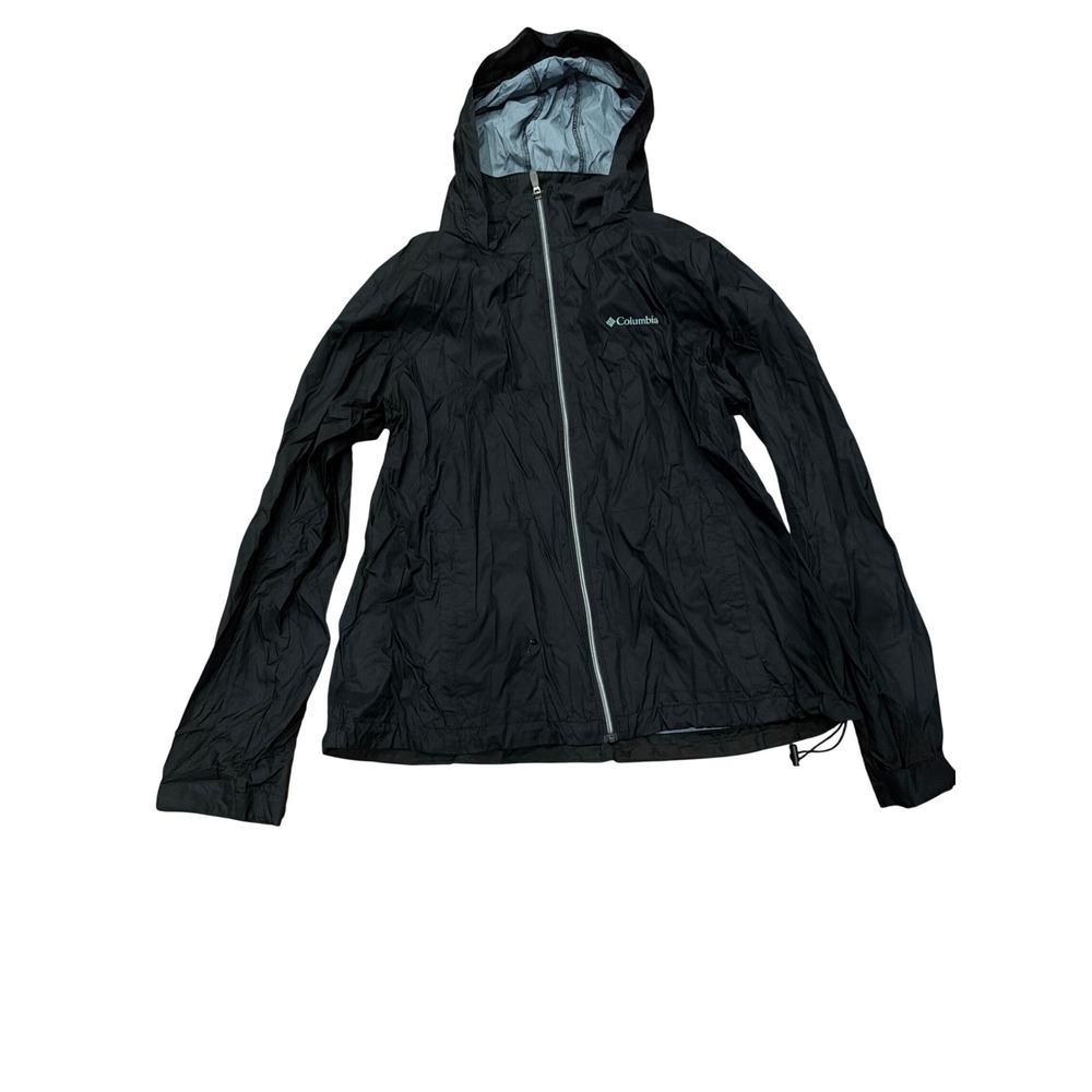 Columbia Womens XXL Black Lightweight Hooded Windbreaker Full Zip Rain Jacket